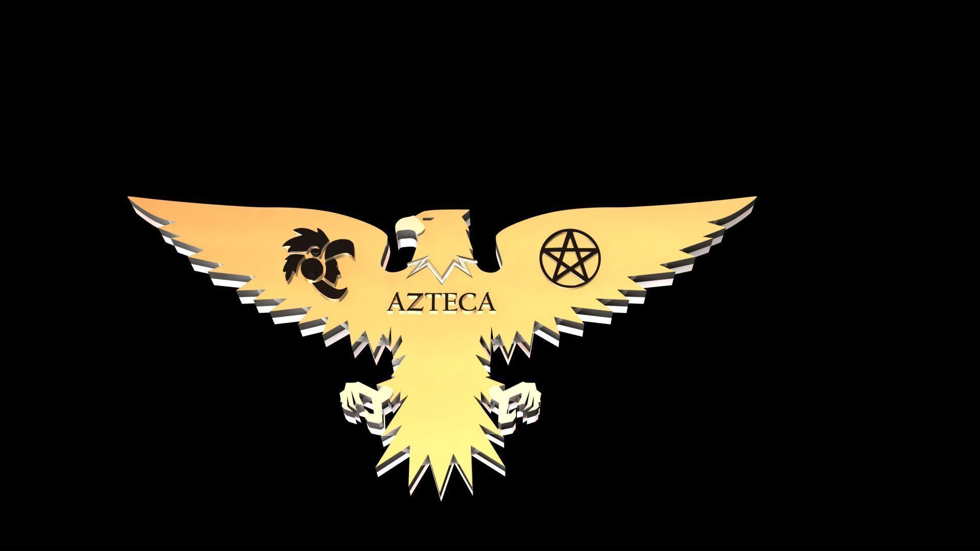 Azteca Eagle pagan pentagram 3D print model_1