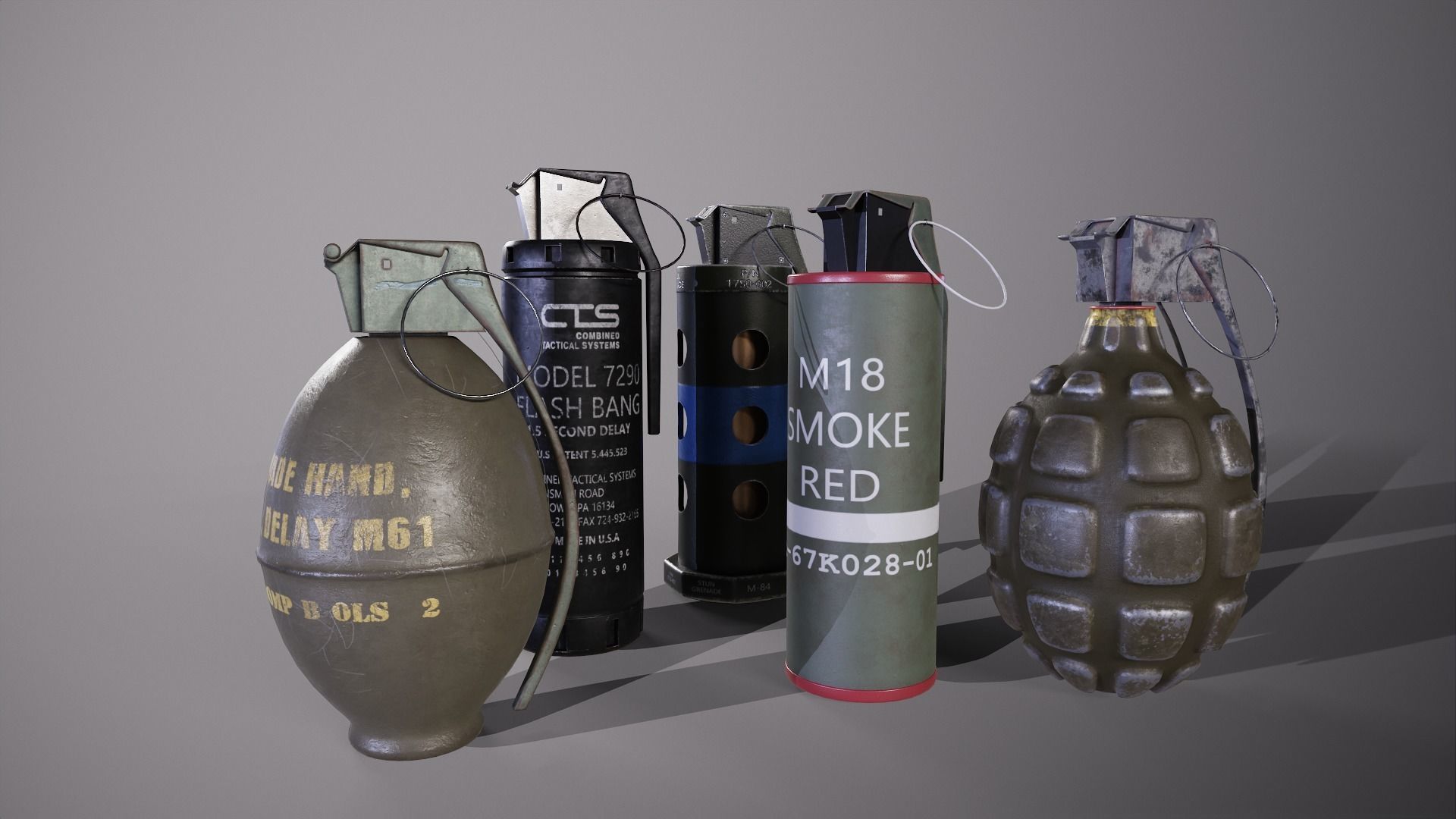 Grenade collection military 3D model_2