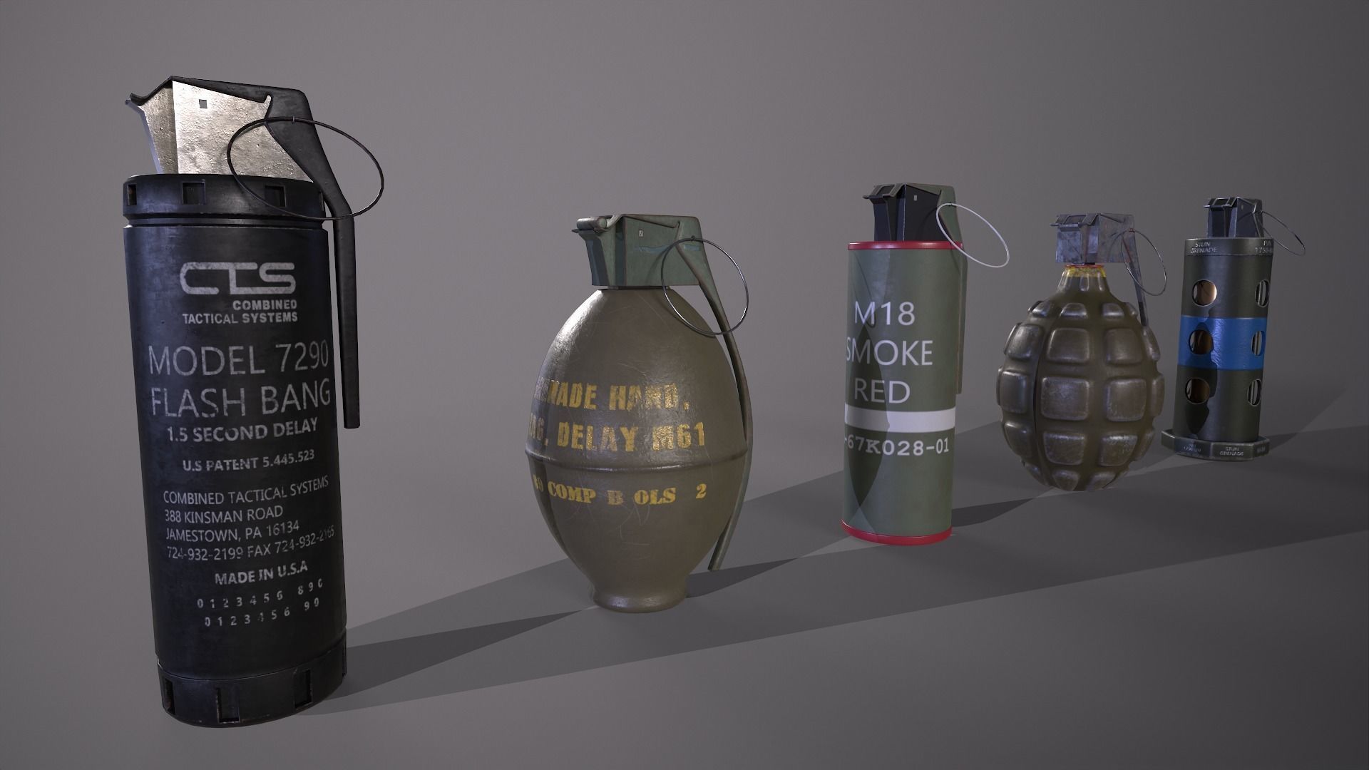 Grenade collection military 3D model_4