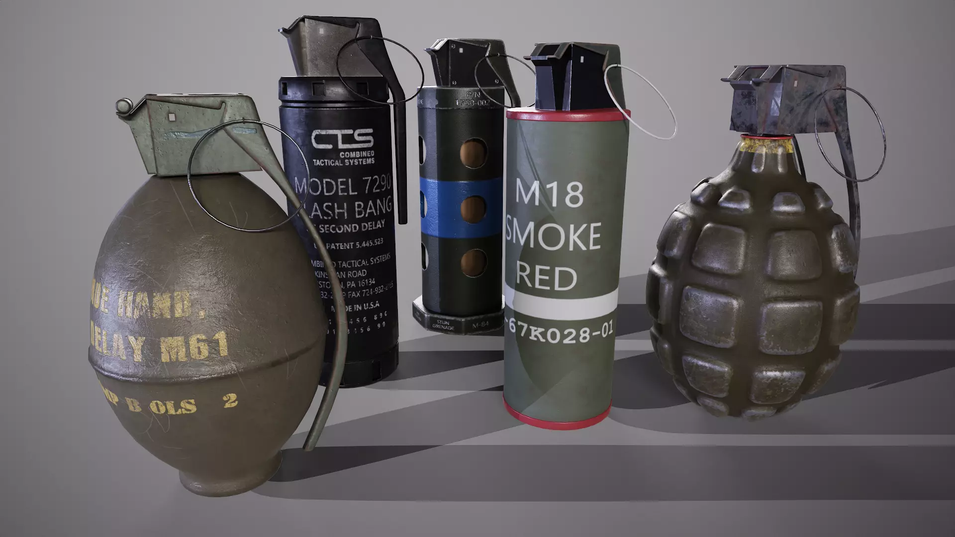 Grenade collection military 3D model_0
