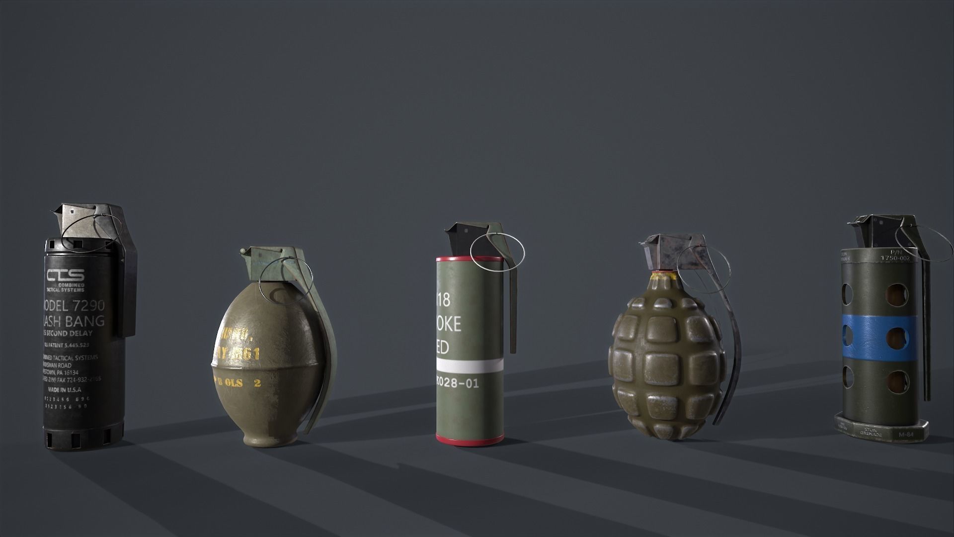 Grenade collection military 3D model_8