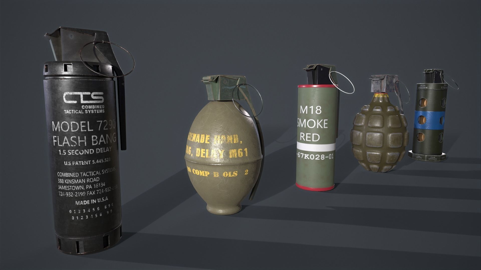 Grenade collection military 3D model_9