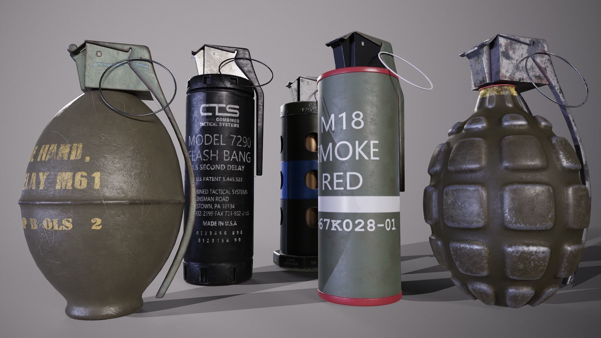 Grenade collection military 3D model_3