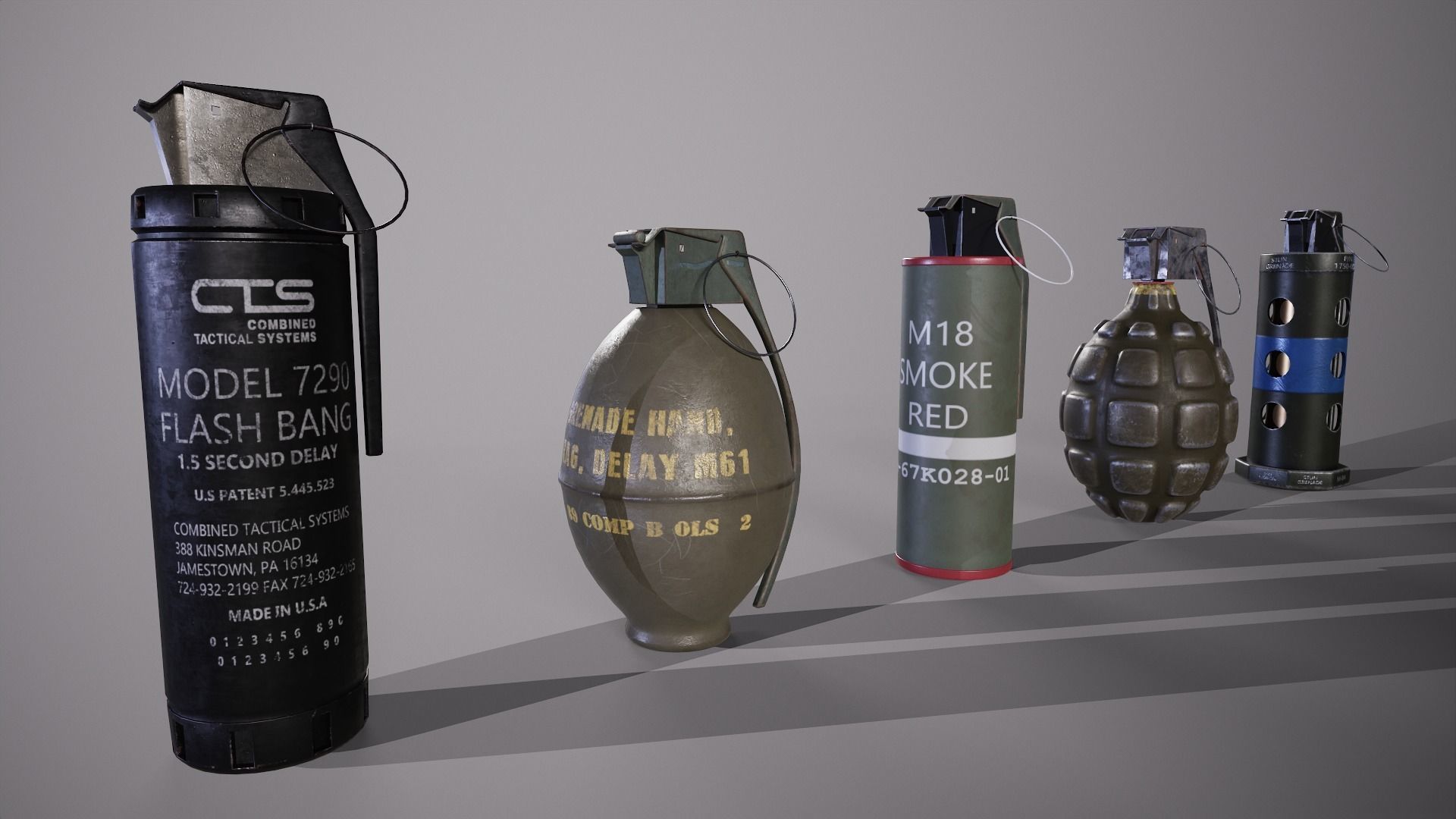 Grenade collection military 3D model_10
