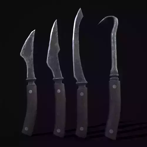 Rustic Medieval Flawed Knives Low-poly 3D model