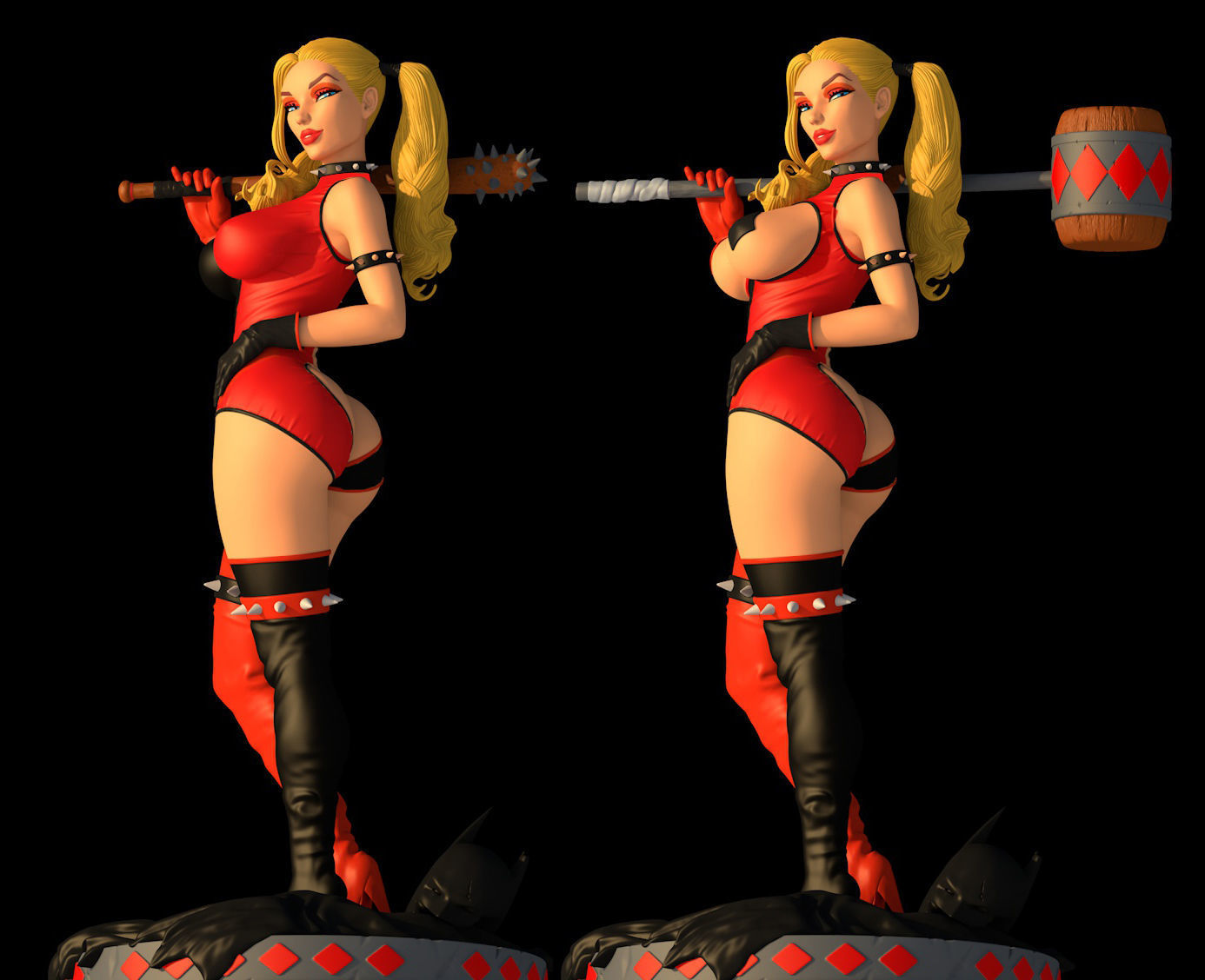 Harley quinn statue 3D print model_6