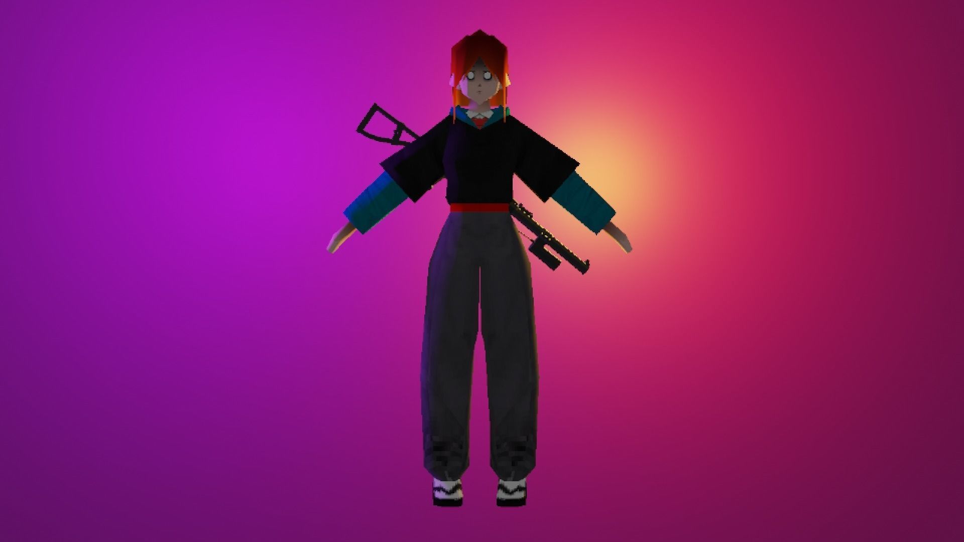 Low poly Rebeca - PSX Character Style Low-poly 3D model_3