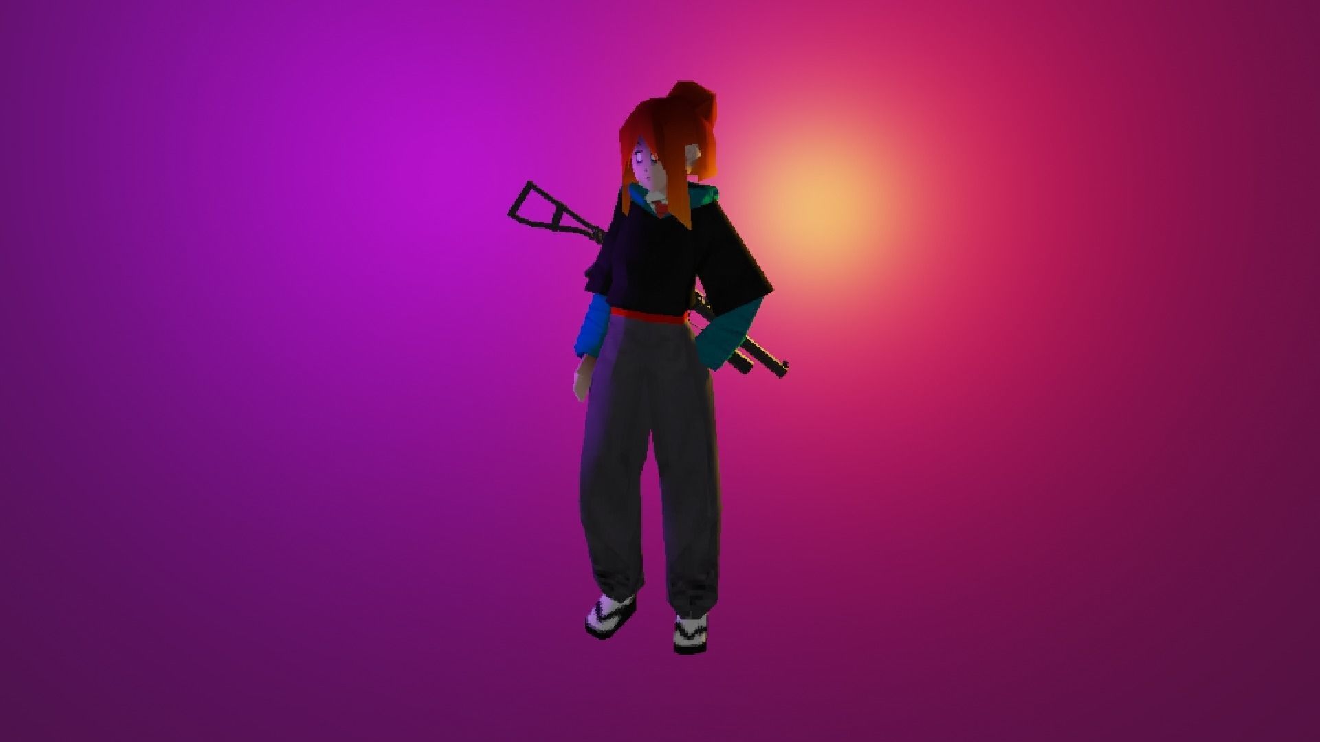 Low poly Rebeca - PSX Character Style Low-poly 3D model_4
