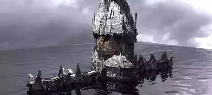 Ocean Cyberpunk Atlantis Tower Tall