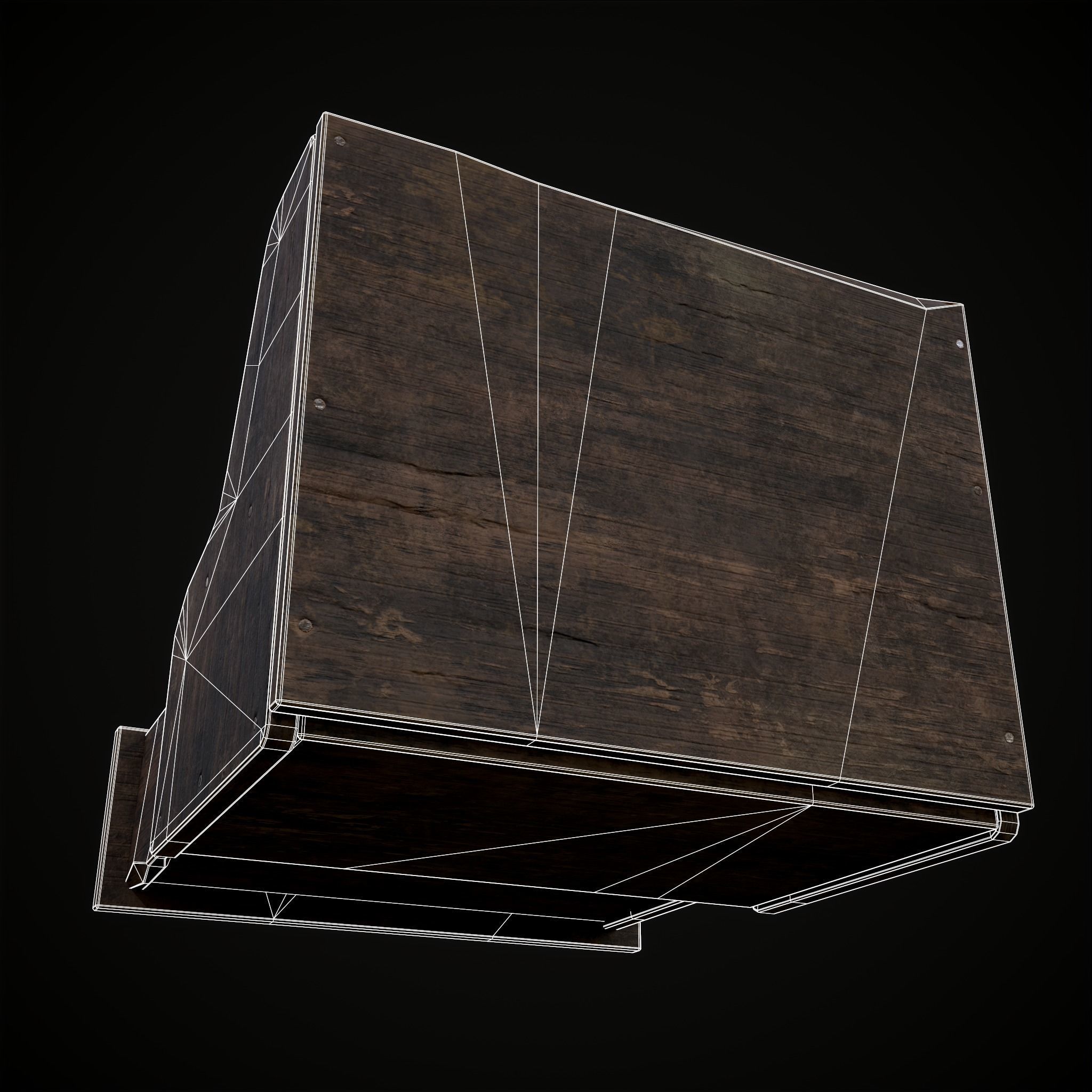 Rustic Wooden Bedside Table Top Drawer Low-poly 3D model_17