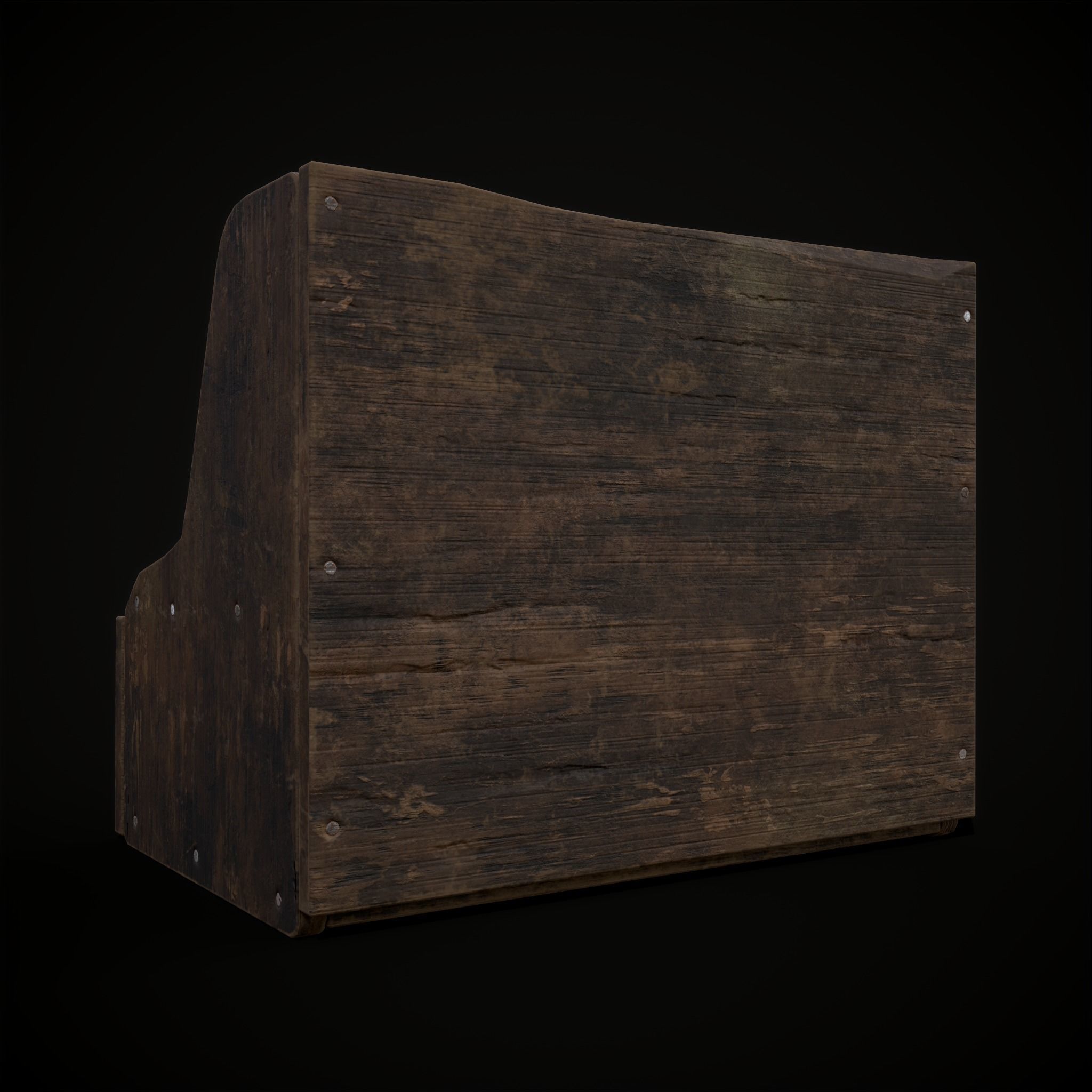 Rustic Wooden Bedside Table Top Drawer Low-poly 3D model_6