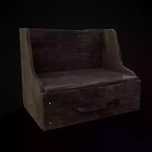 Rustic Wooden Bedside Table Top Drawer Low-poly 3D model