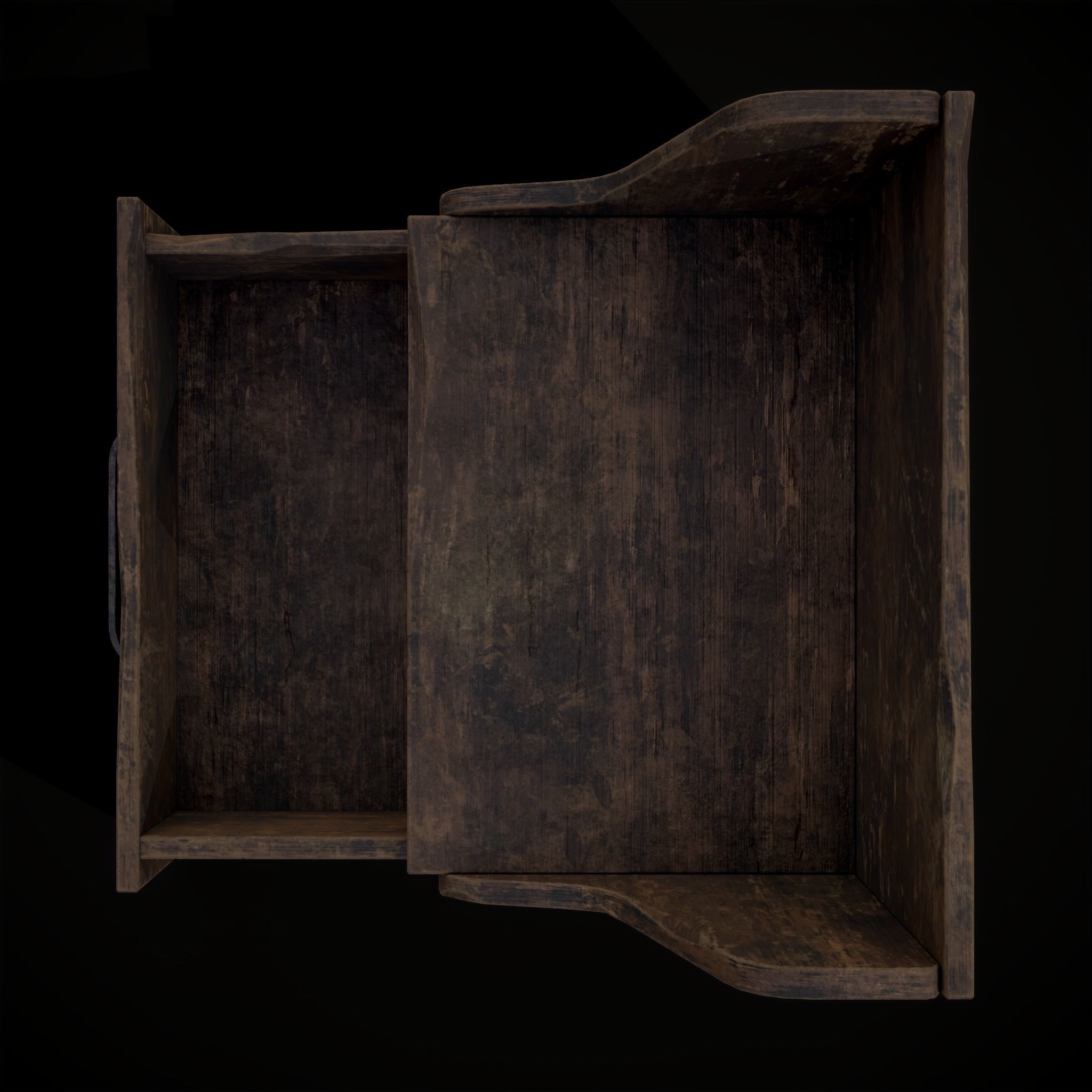 Rustic Wooden Bedside Table Top Drawer Low-poly 3D model_14