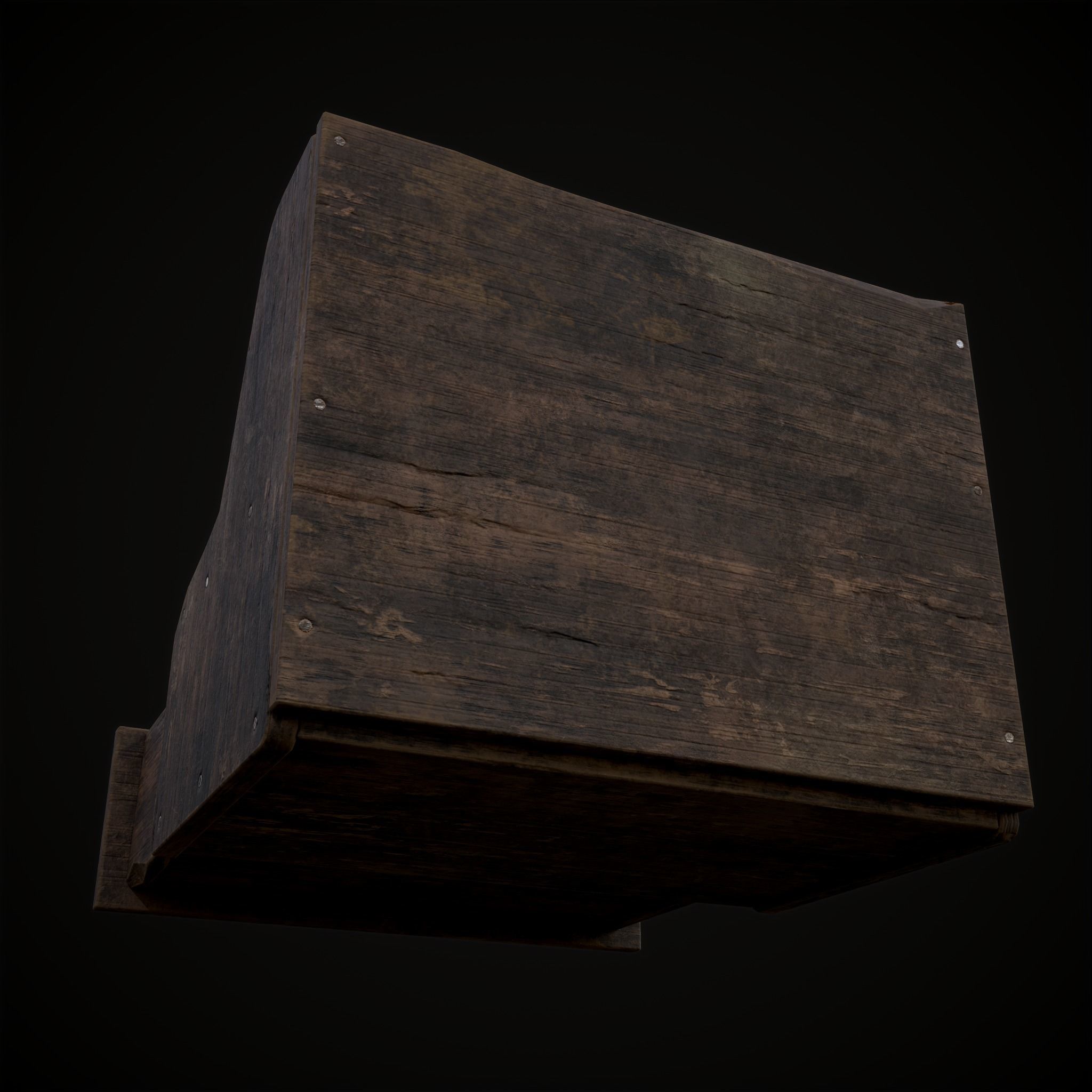 Rustic Wooden Bedside Table Top Drawer Low-poly 3D model_16