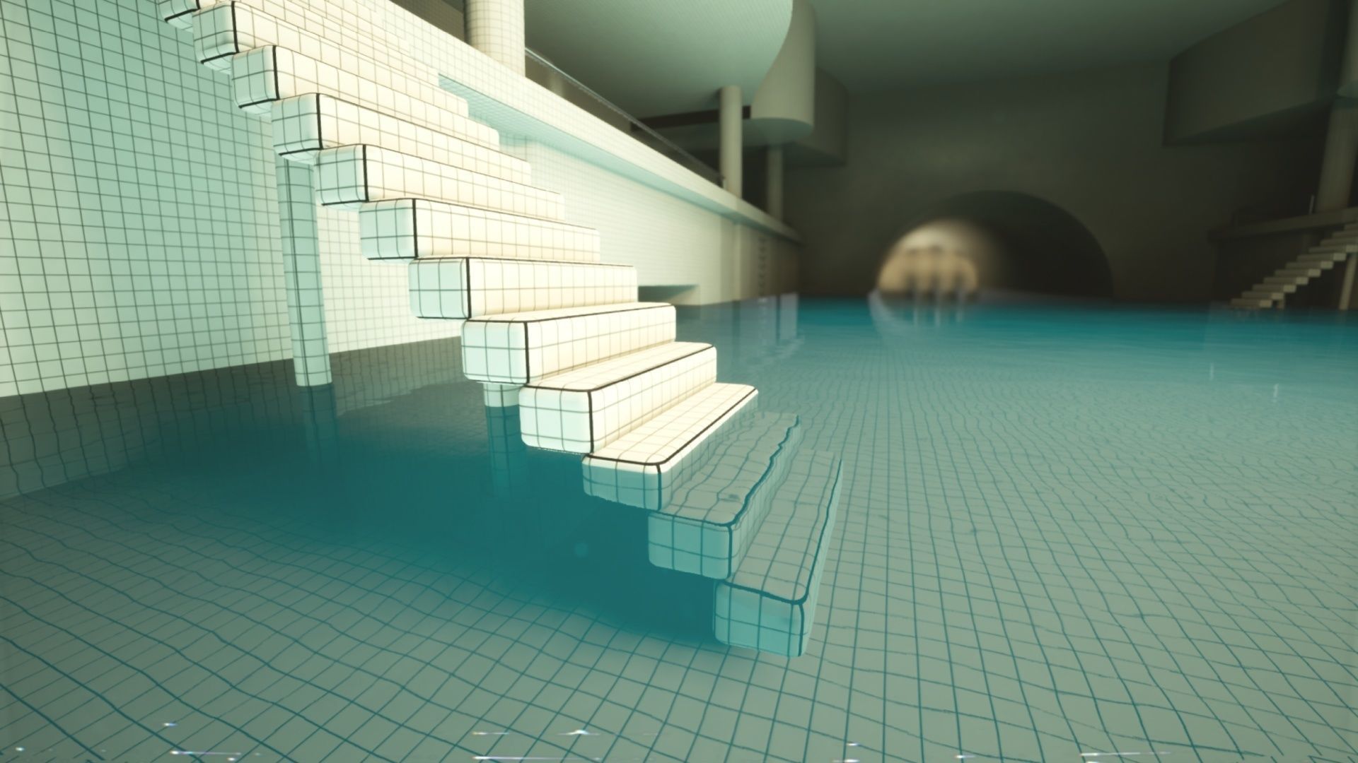 Backrooms - Poolrooms Modular Horror Environment - Unreal Engine Low-poly 3D model_20