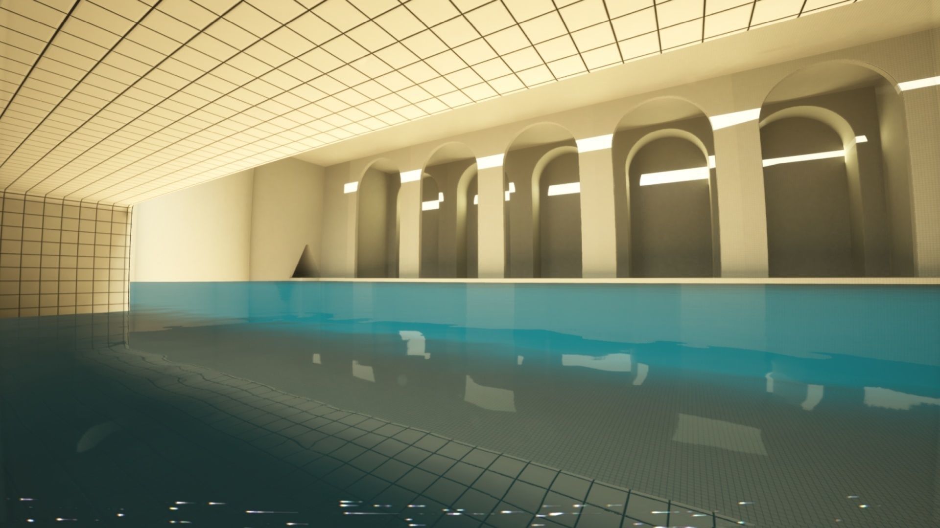 Backrooms - Poolrooms Modular Horror Environment - Unreal Engine Low-poly 3D model_7