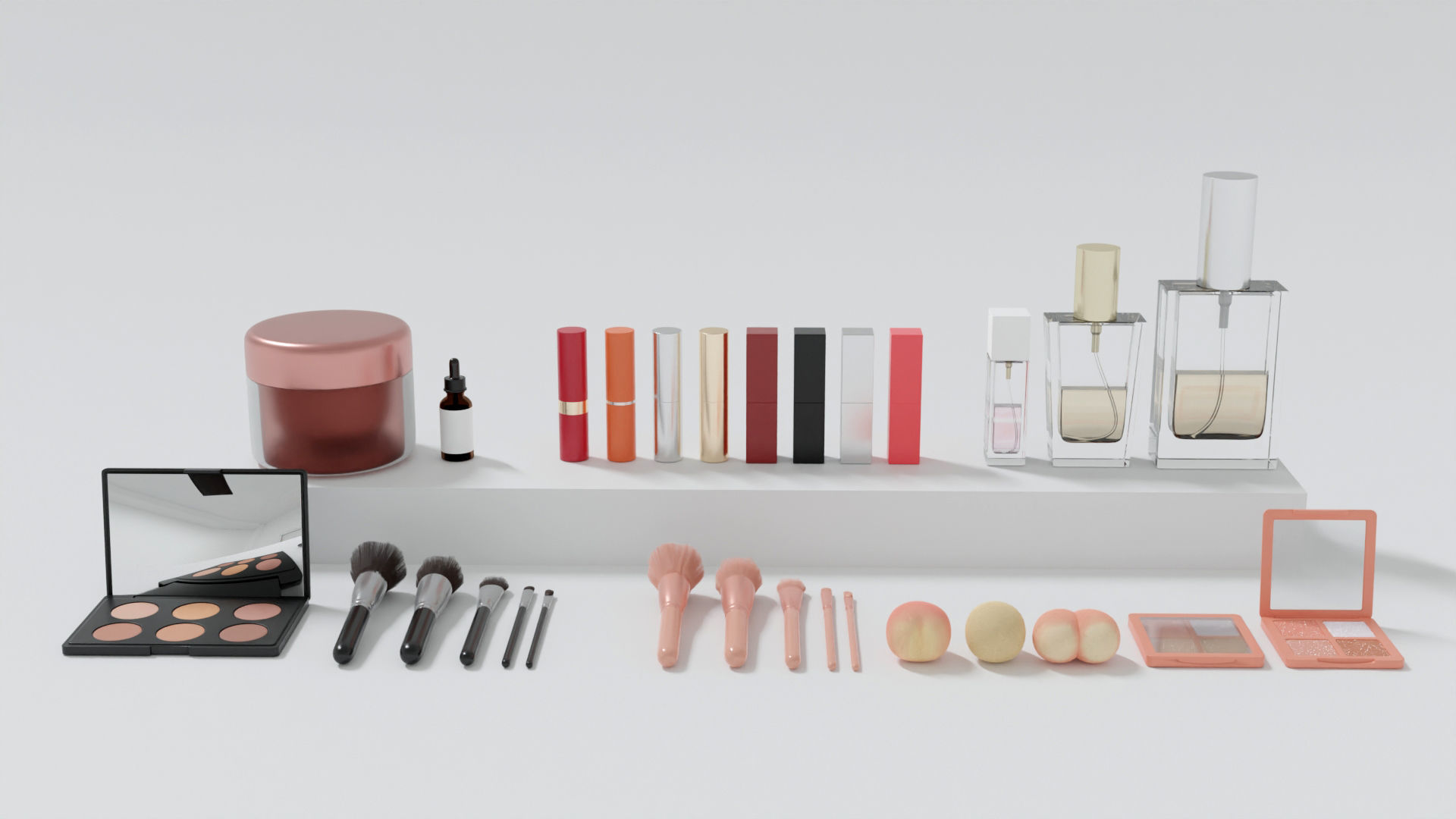 Set of cosmetics for make up 3D model_1