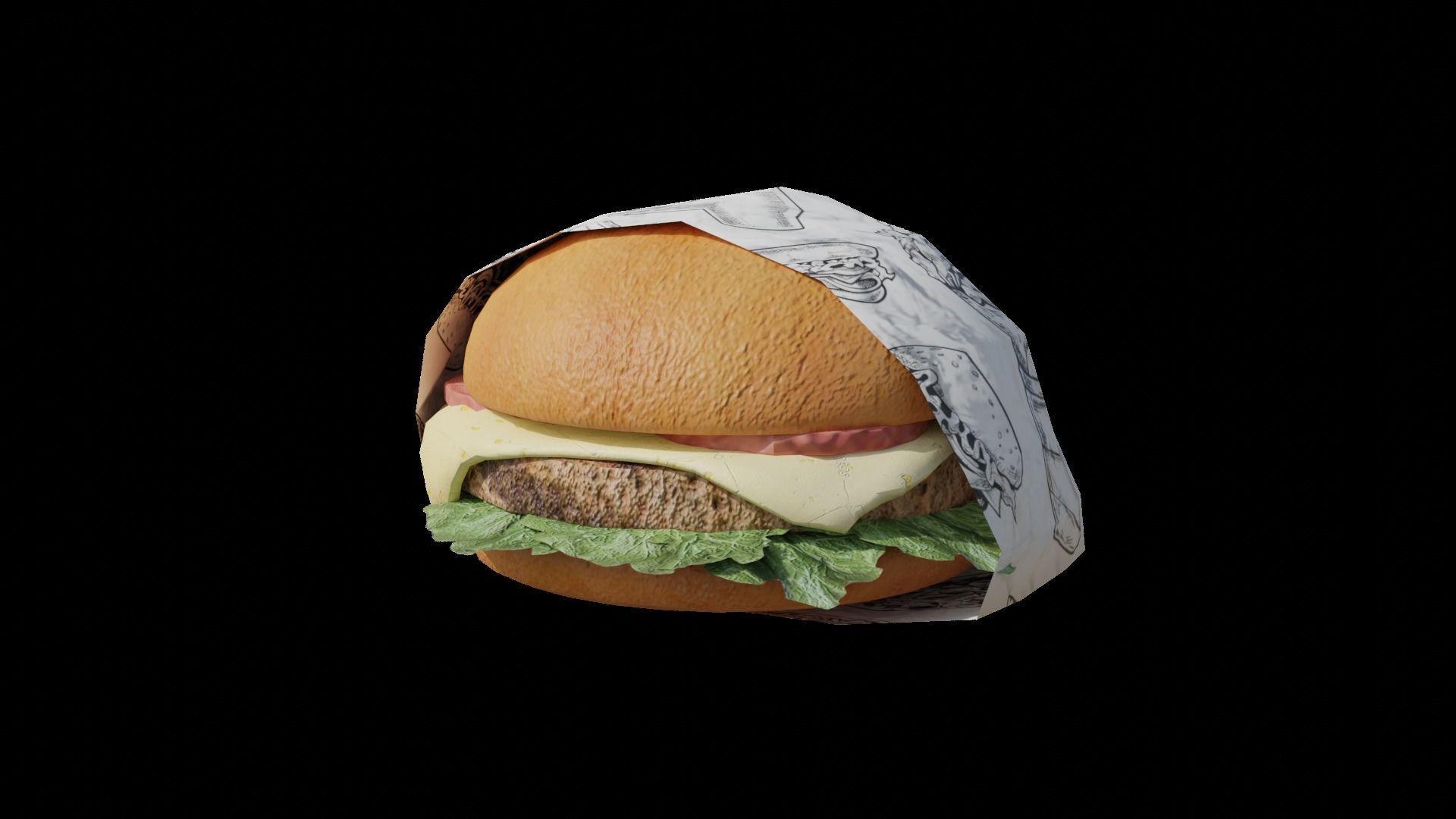Free Burger 3D Model Free low-poly 3D model_1