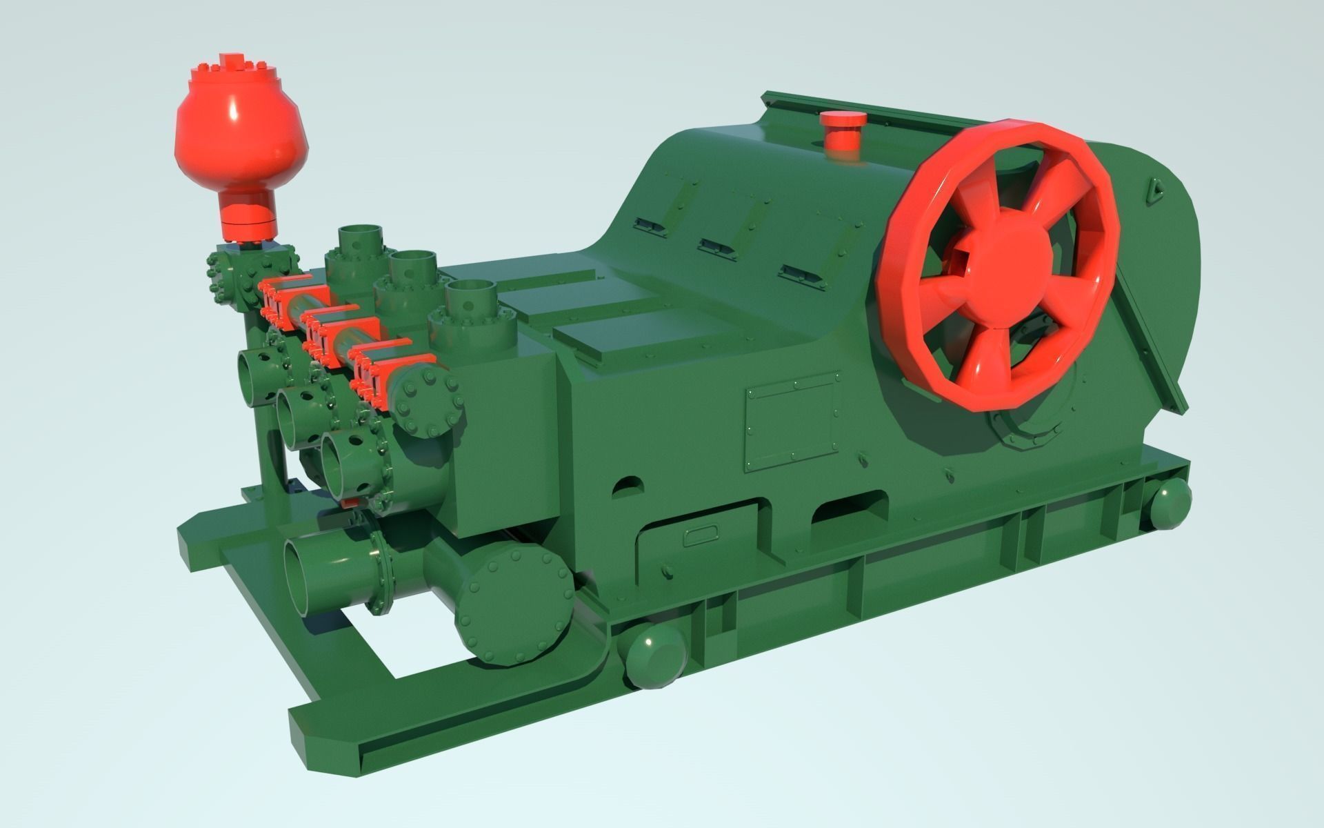 Mud pump Low-poly 3D model_1