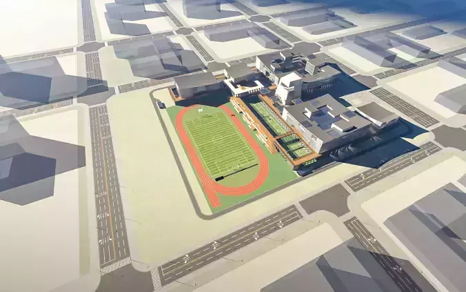 3D Campus School Buildings Set  001