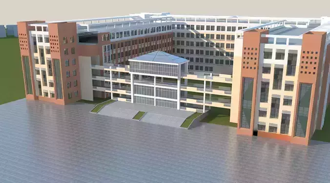 3D Campus School Buildings 002 3D model