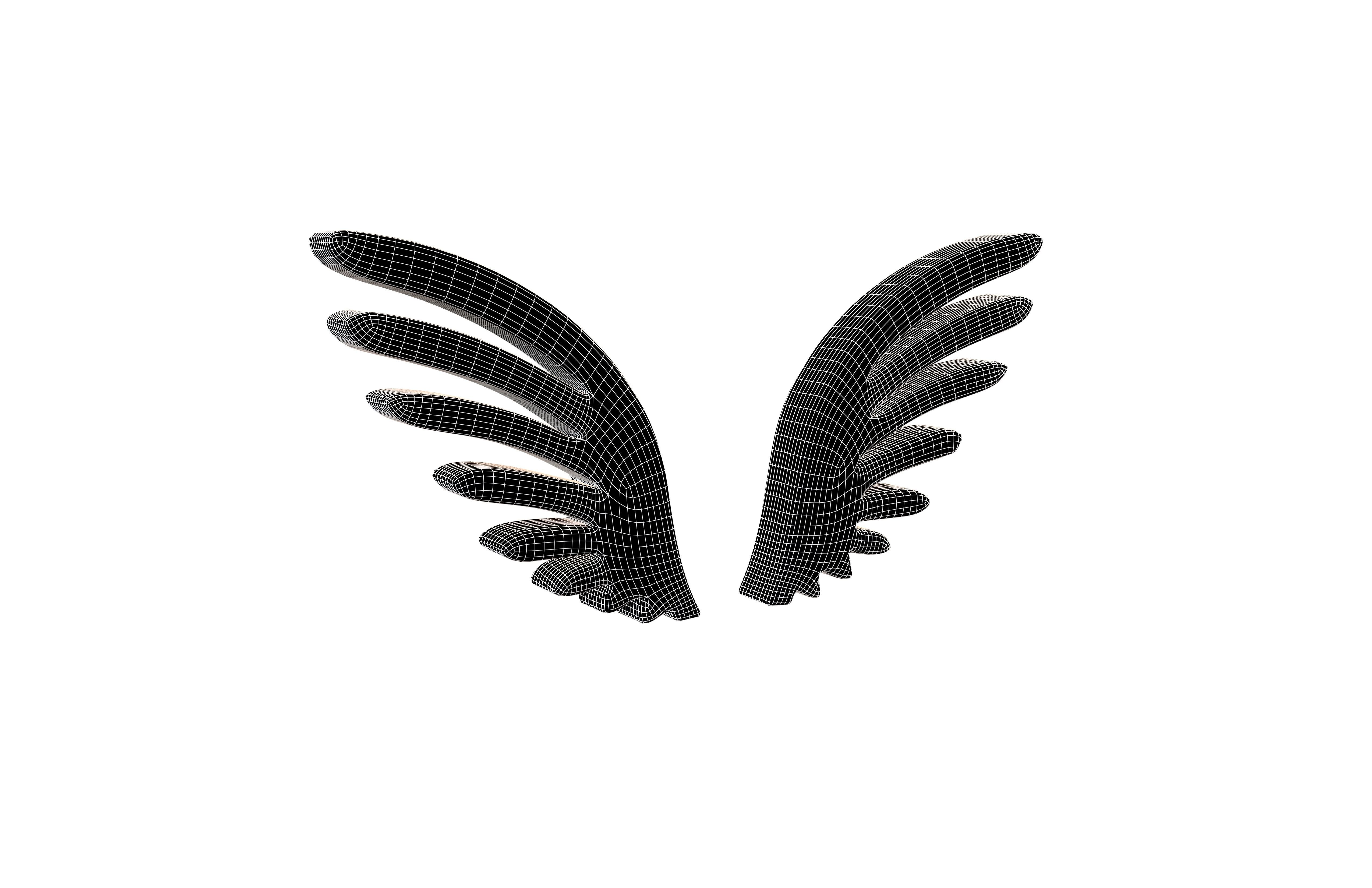 Wing Symbol v2 002 Low-poly 3D model_4