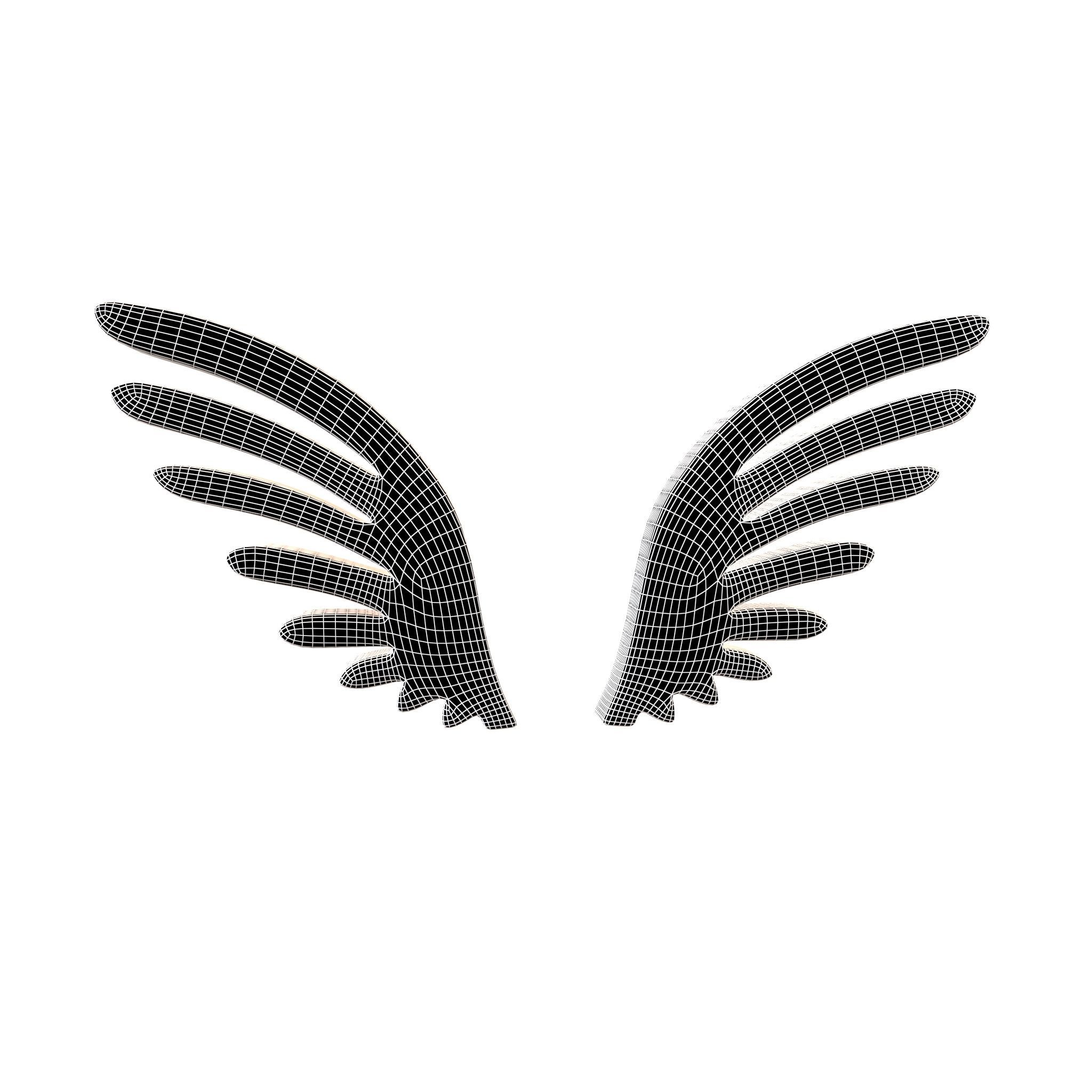 Wing Symbol v2 002 Low-poly 3D model_7