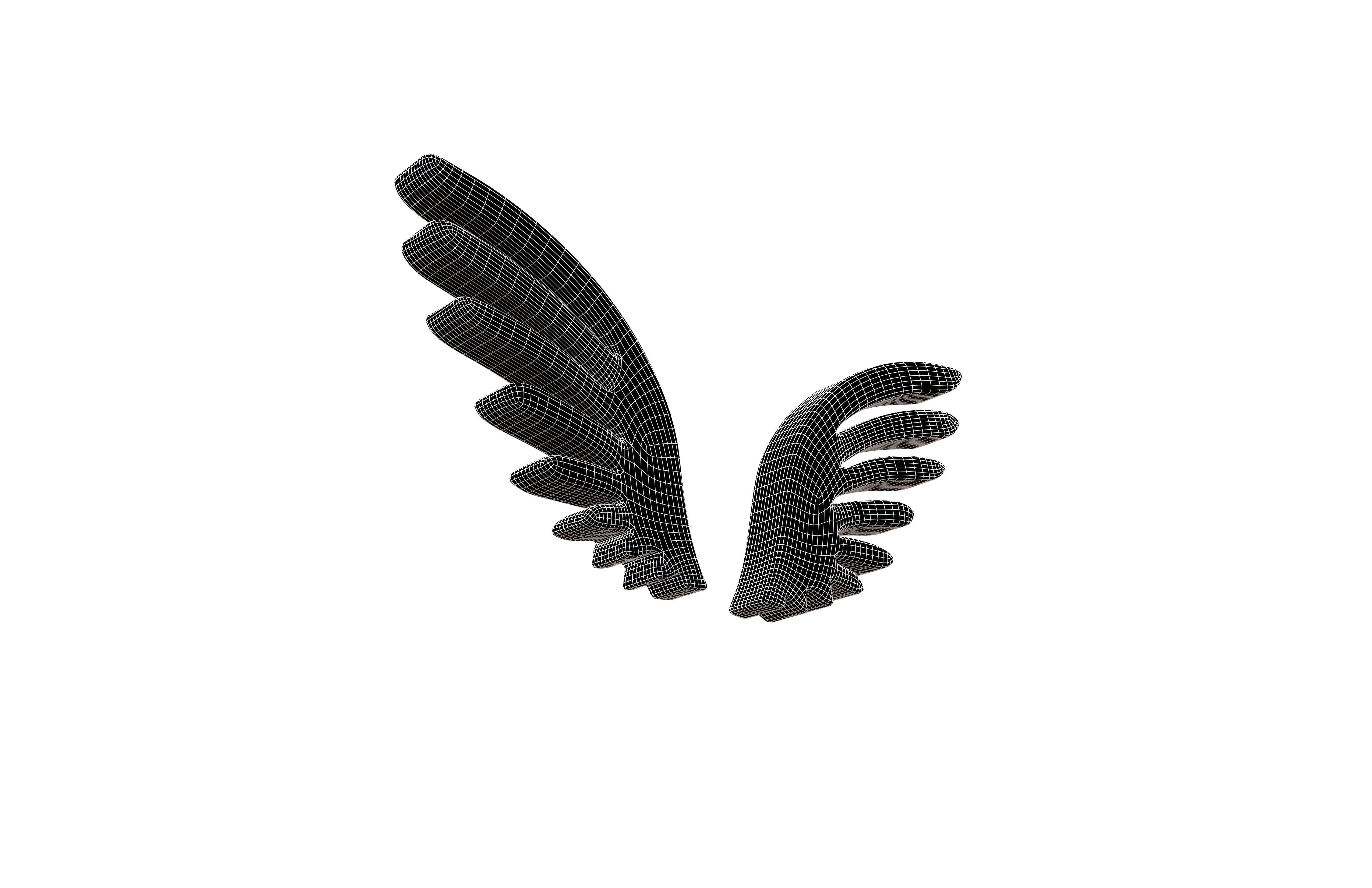 Wing Symbol v2 002 Low-poly 3D model_6
