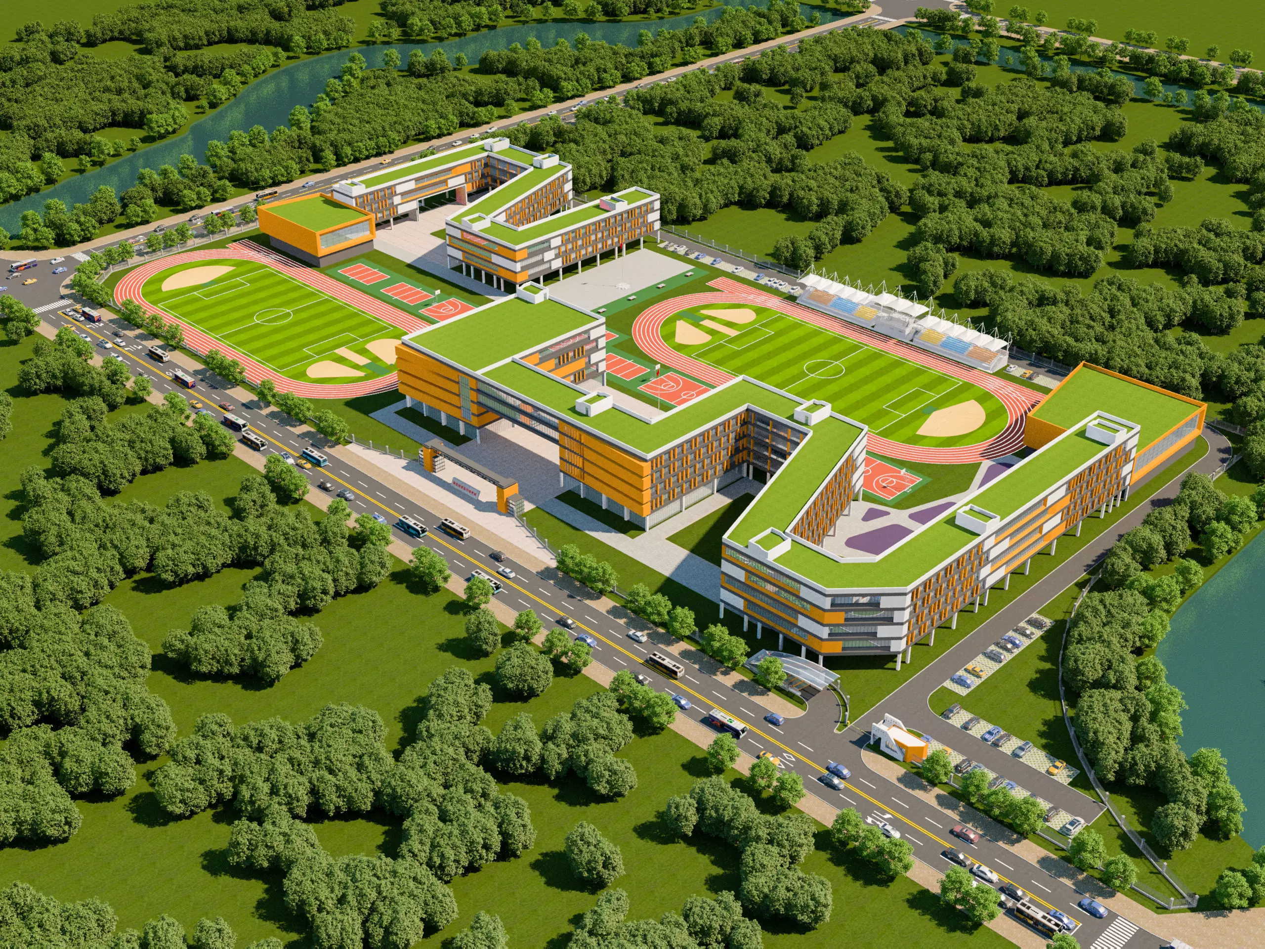 3D Campus School Buildings Set  003 3D model_0