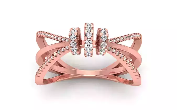 Women Solitaire Three Band Ring 3dm STL OBJ FBX  Renders Details