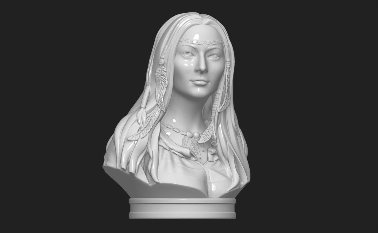 Native American Female Bust Statue 220919 3D print model_3