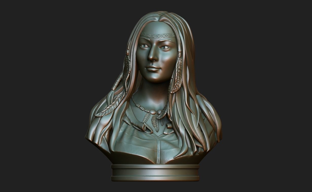 Native American Female Bust Statue 220919 3D print model_13