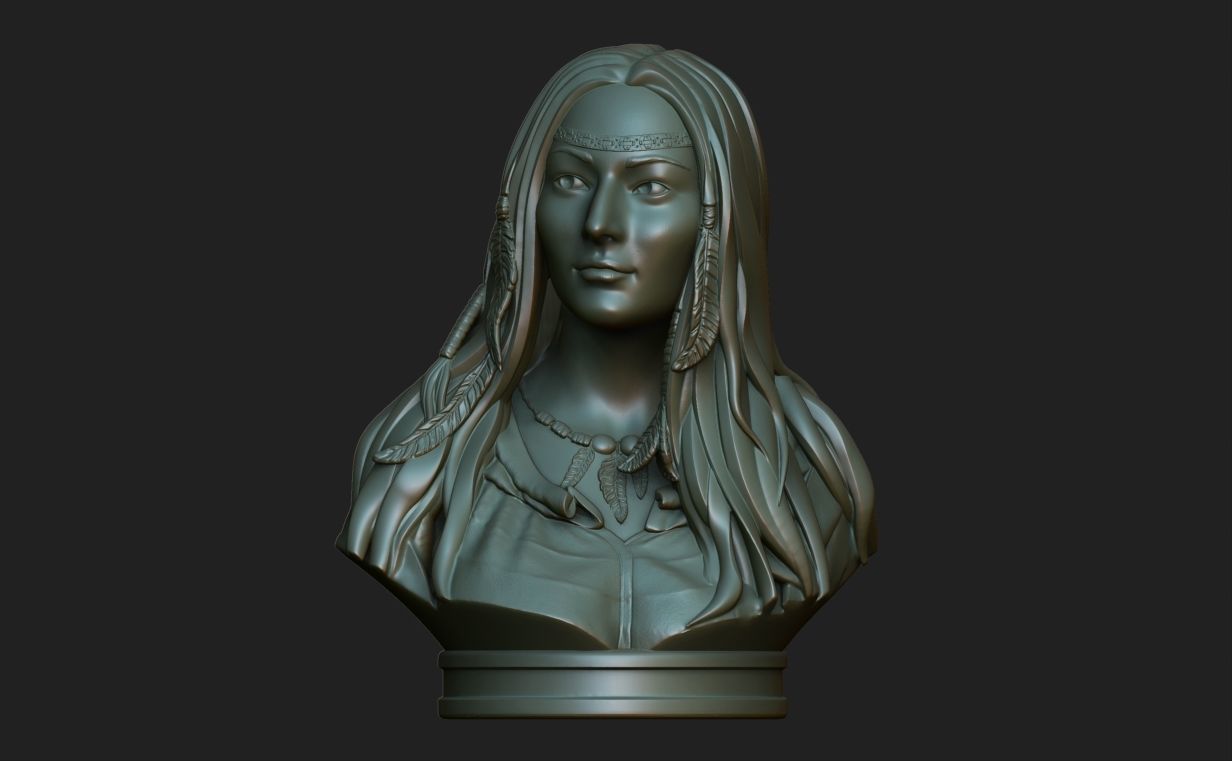Native American Female Bust Statue 220919 3D print model_12