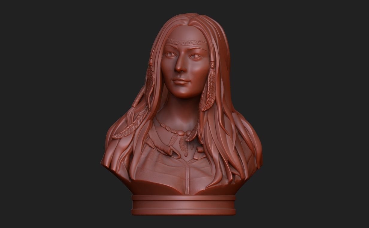 Native American Female Bust Statue 220919 3D print model_16
