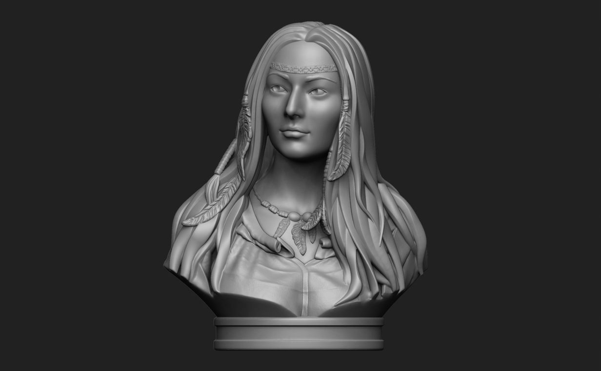 Native American Female Bust Statue 220919 3D print model_11