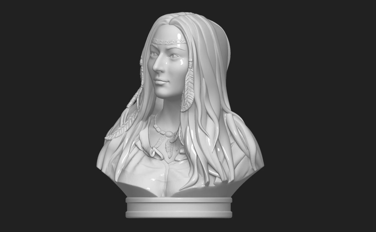 Native American Female Bust Statue 220919 3D print model_2