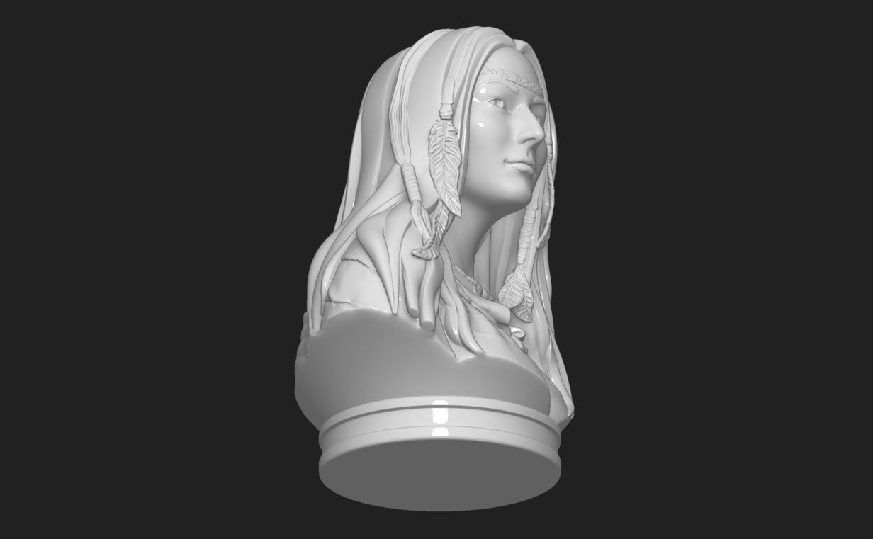 Native American Female Bust Statue 220919 3D print model_9