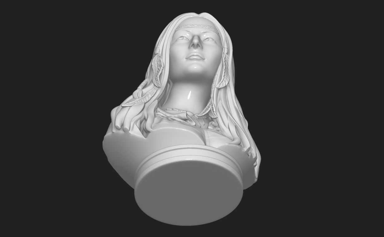 Native American Female Bust Statue 220919 3D print model_7