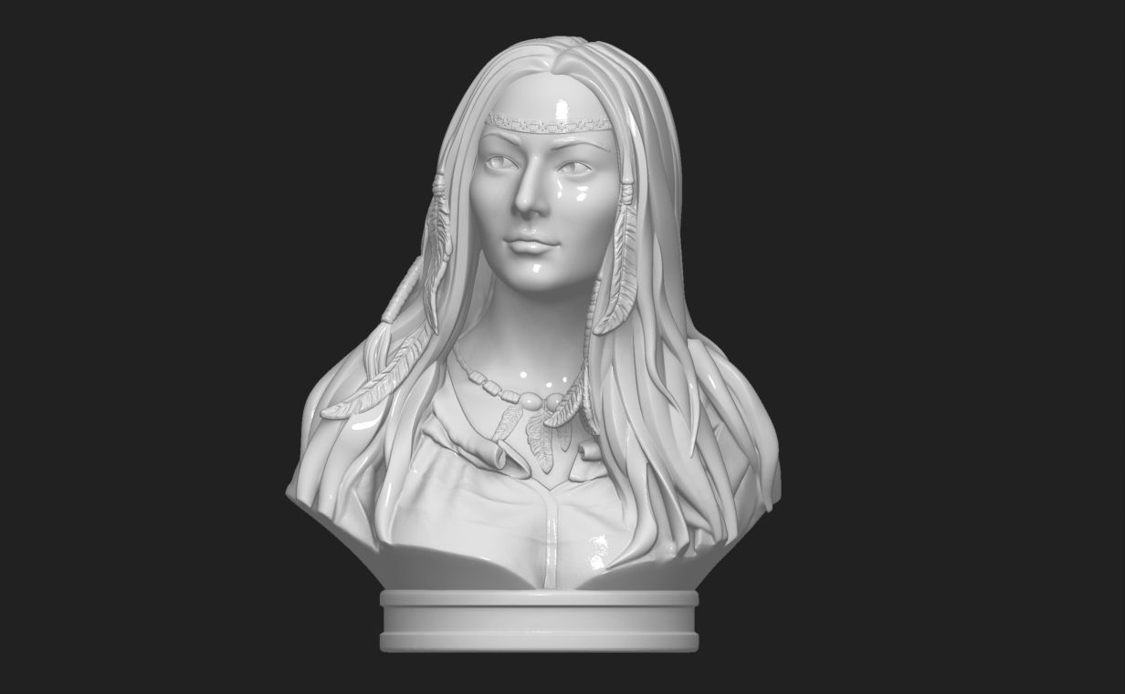 Native American Female Bust Statue 220919 3D print model_1