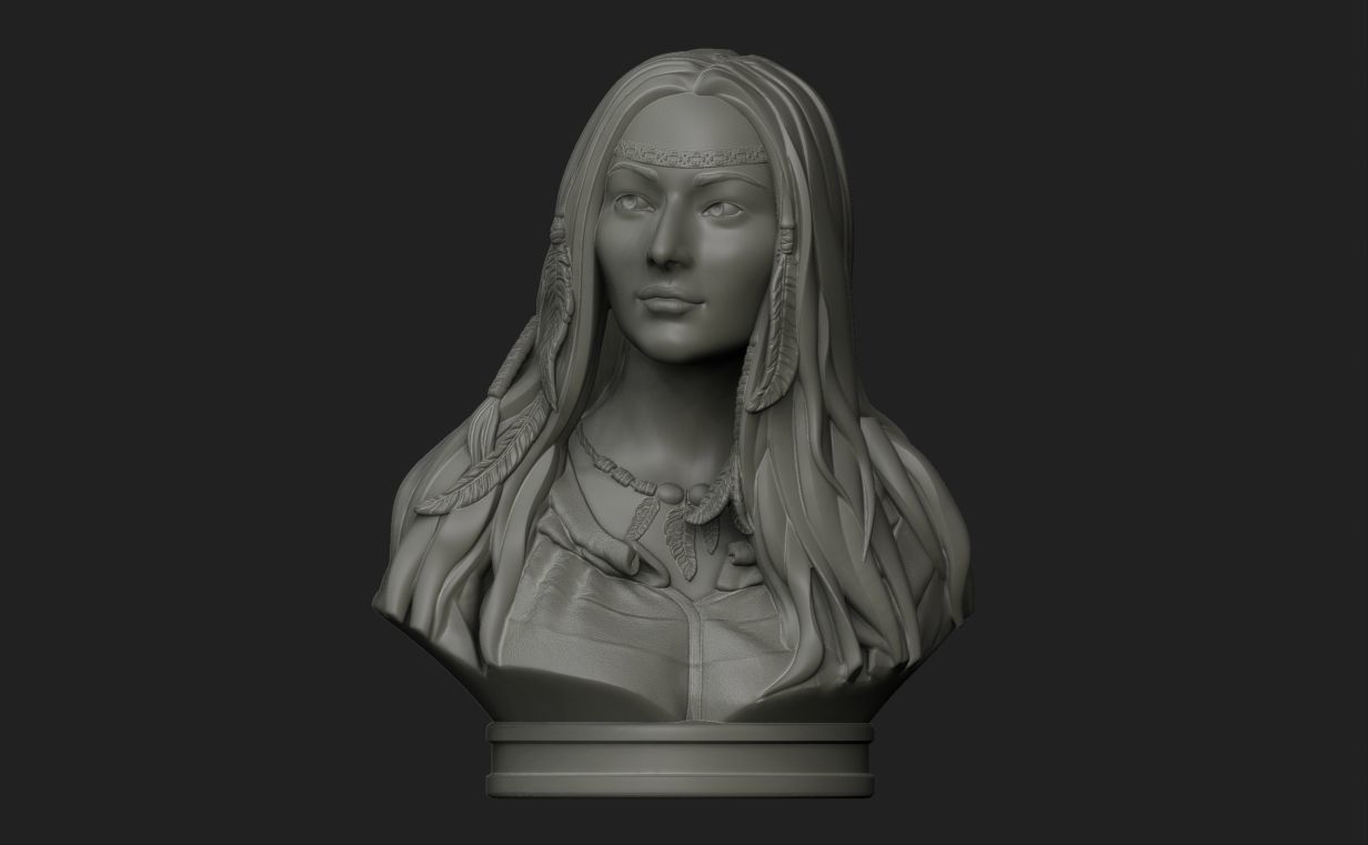 Native American Female Bust Statue 220919 3D print model_15