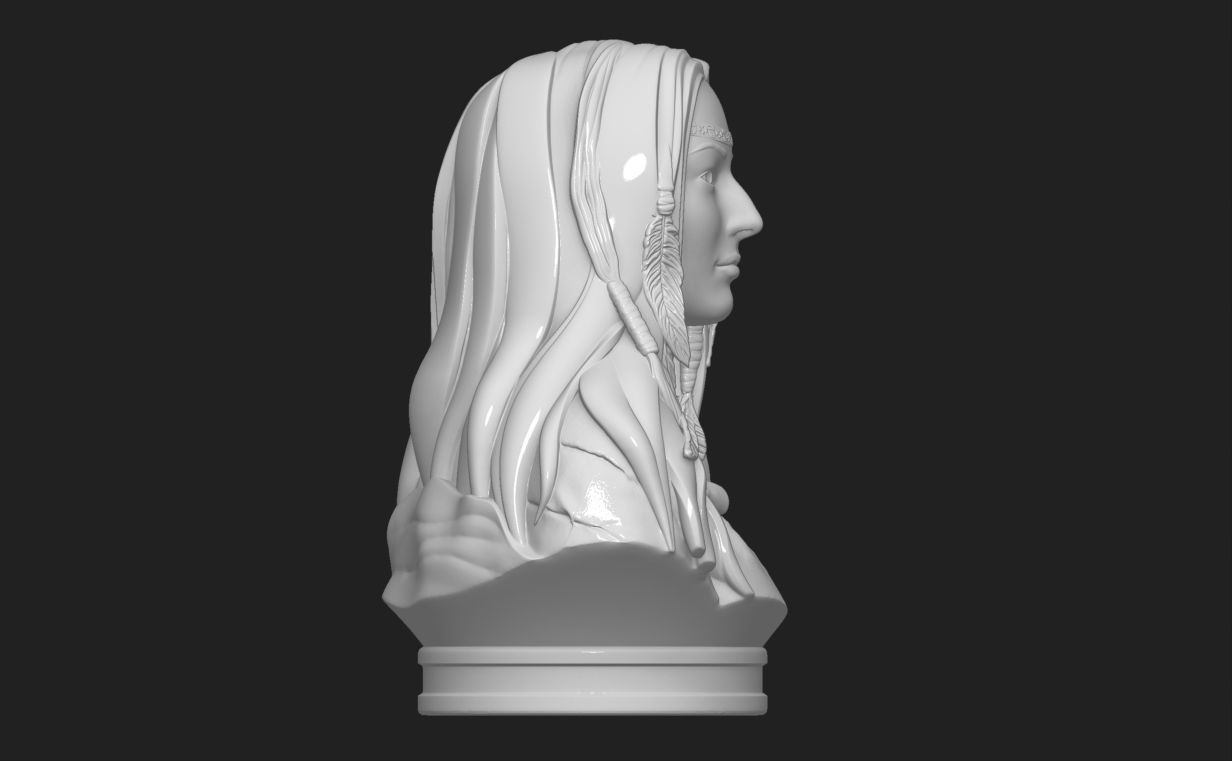 Native American Female Bust Statue 220919 3D print model_4