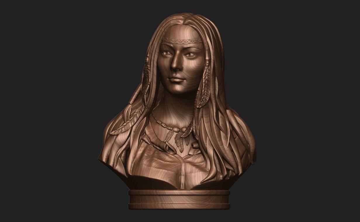 Native American Female Bust Statue 220919 3D print model_17