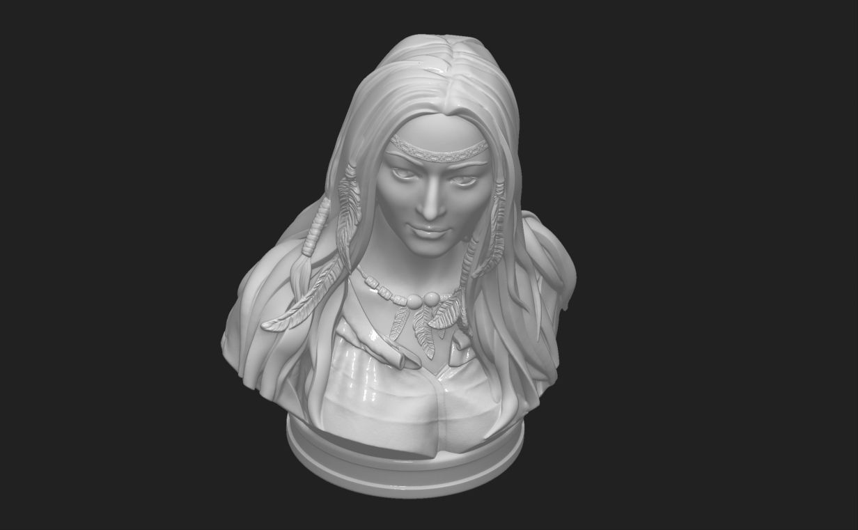 Native American Female Bust Statue 220919 3D print model_10