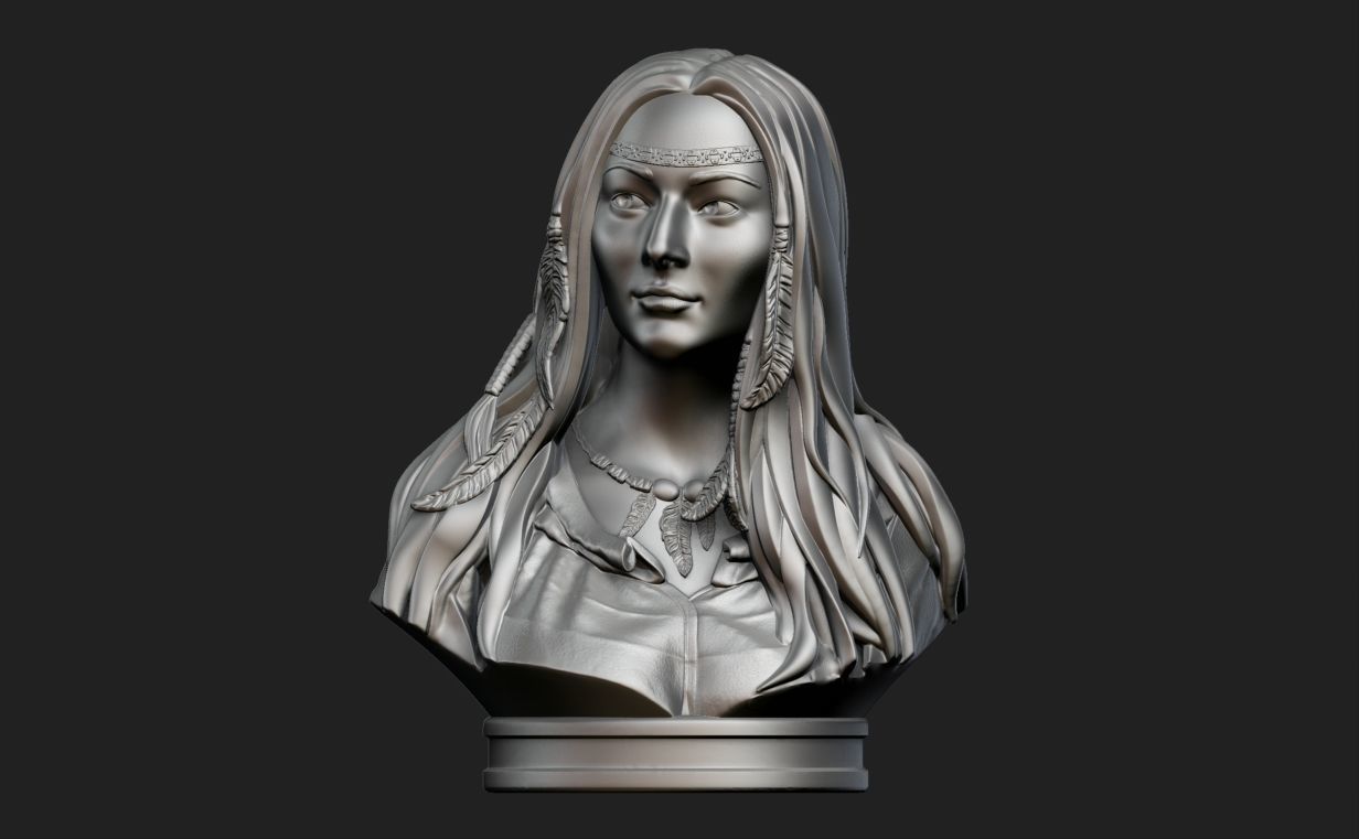 Native American Female Bust Statue 220919 3D print model_18