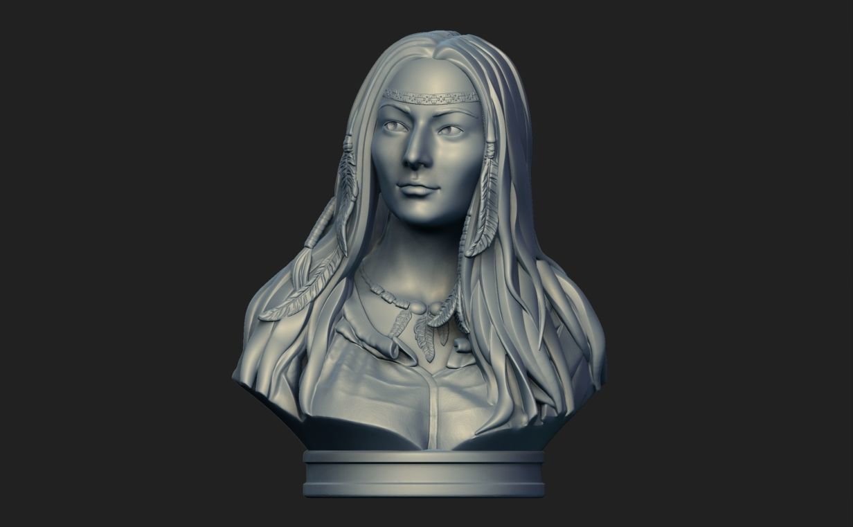 Native American Female Bust Statue 220919 3D print model_14