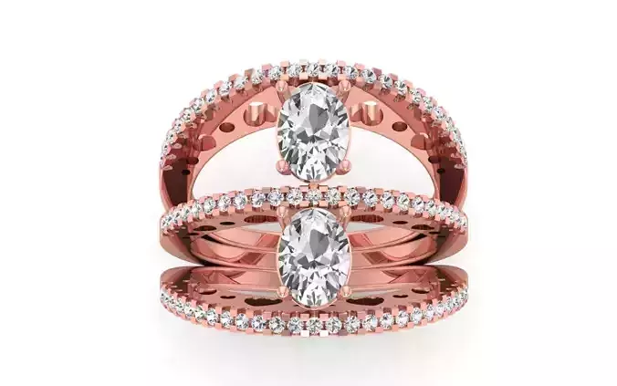 Women Solitaire Three Band Ring 3dm STL OBJ FBX  Renders Details