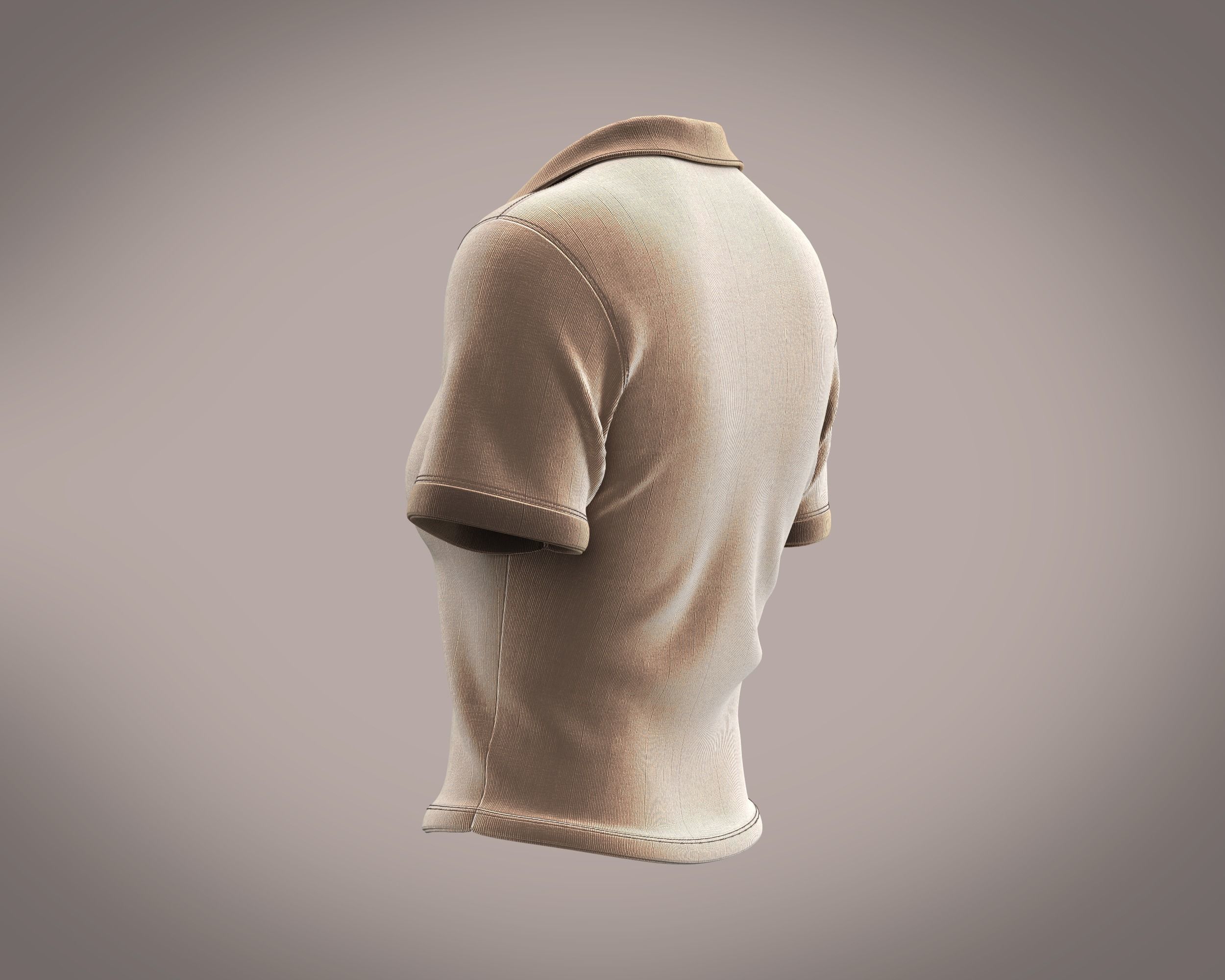 Ladies velour polo co-ord in brown 3D model_4
