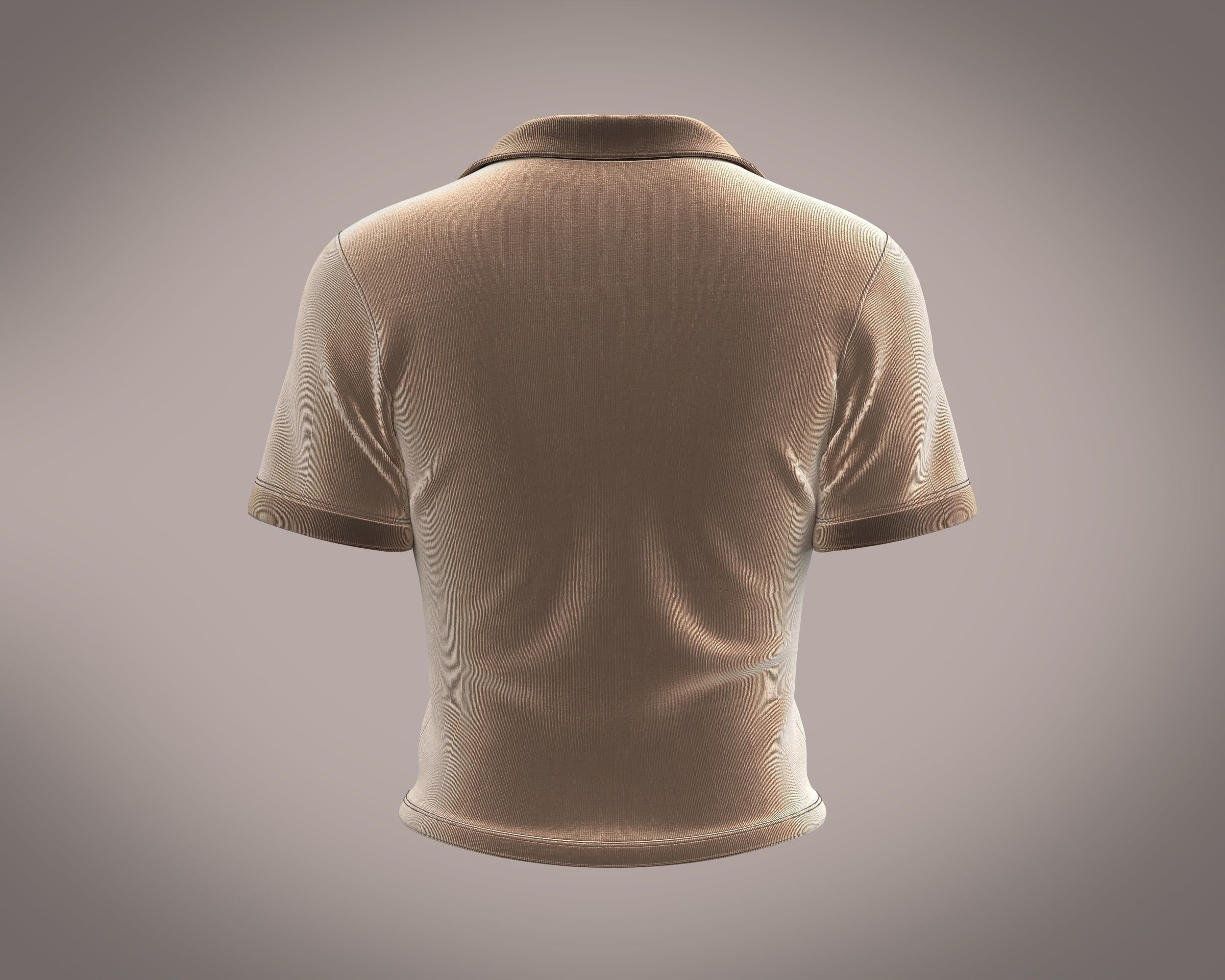 Ladies velour polo co-ord in brown 3D model_3