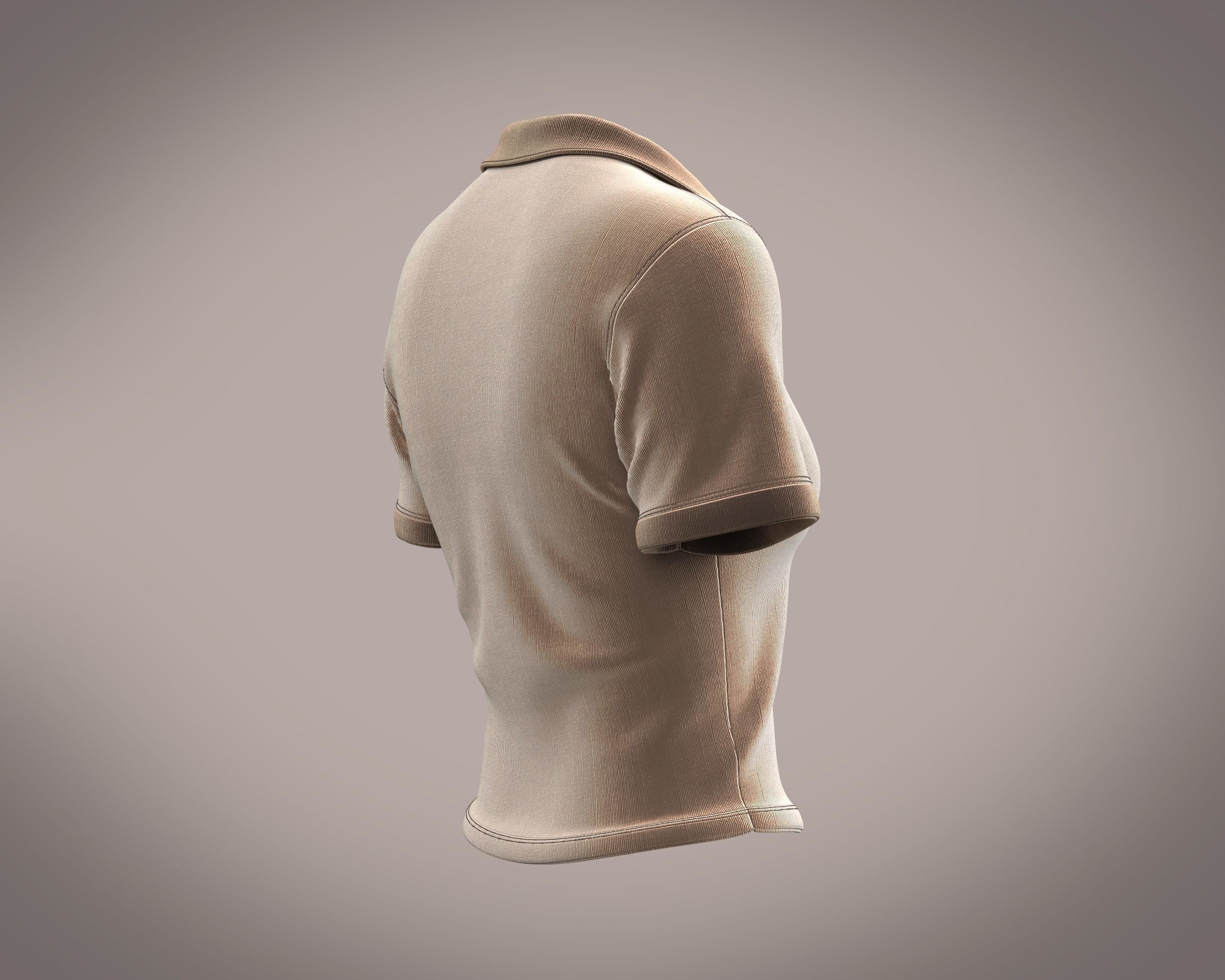 Ladies velour polo co-ord in brown 3D model_2