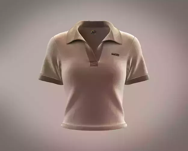Ladies velour polo co-ord in brown 3D model